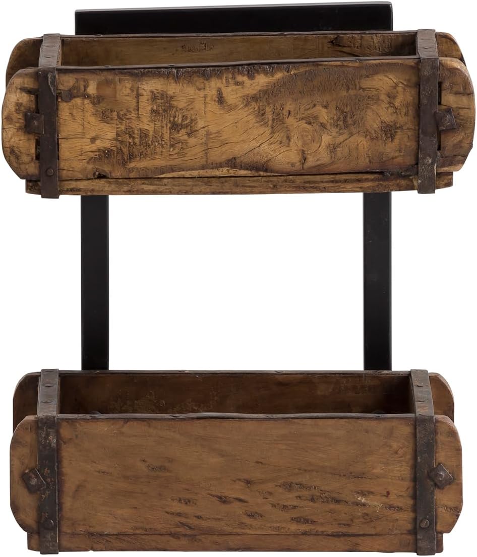 Woodkings Wandregal Ziegelform 2er Altholz Metall Wandderoration Aufbewahrungsbox Backsteinform rust