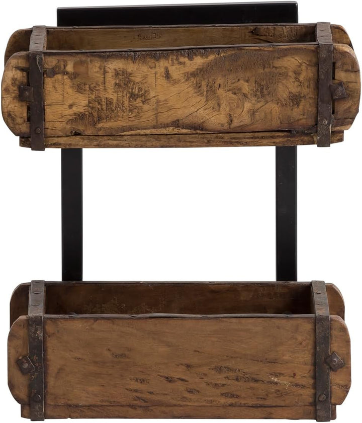 Woodkings Wandregal Ziegelform 2er Altholz Metall Wandderoration Aufbewahrungsbox Backsteinform rust