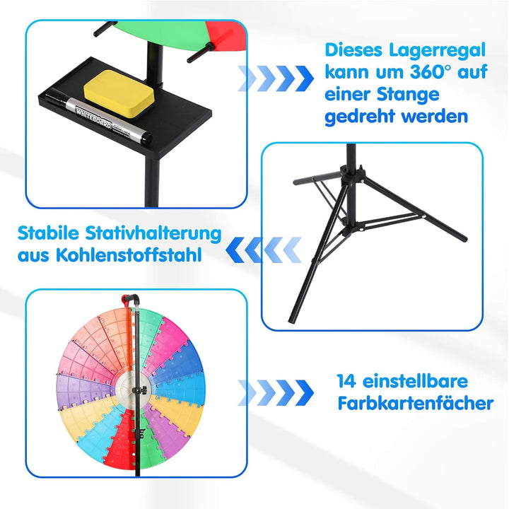 Glücksrad zum Drehen 61cm, 100-165cm Höhenverstellbar Glücksrad zum Selbstgestalten mit 14 Steckplät