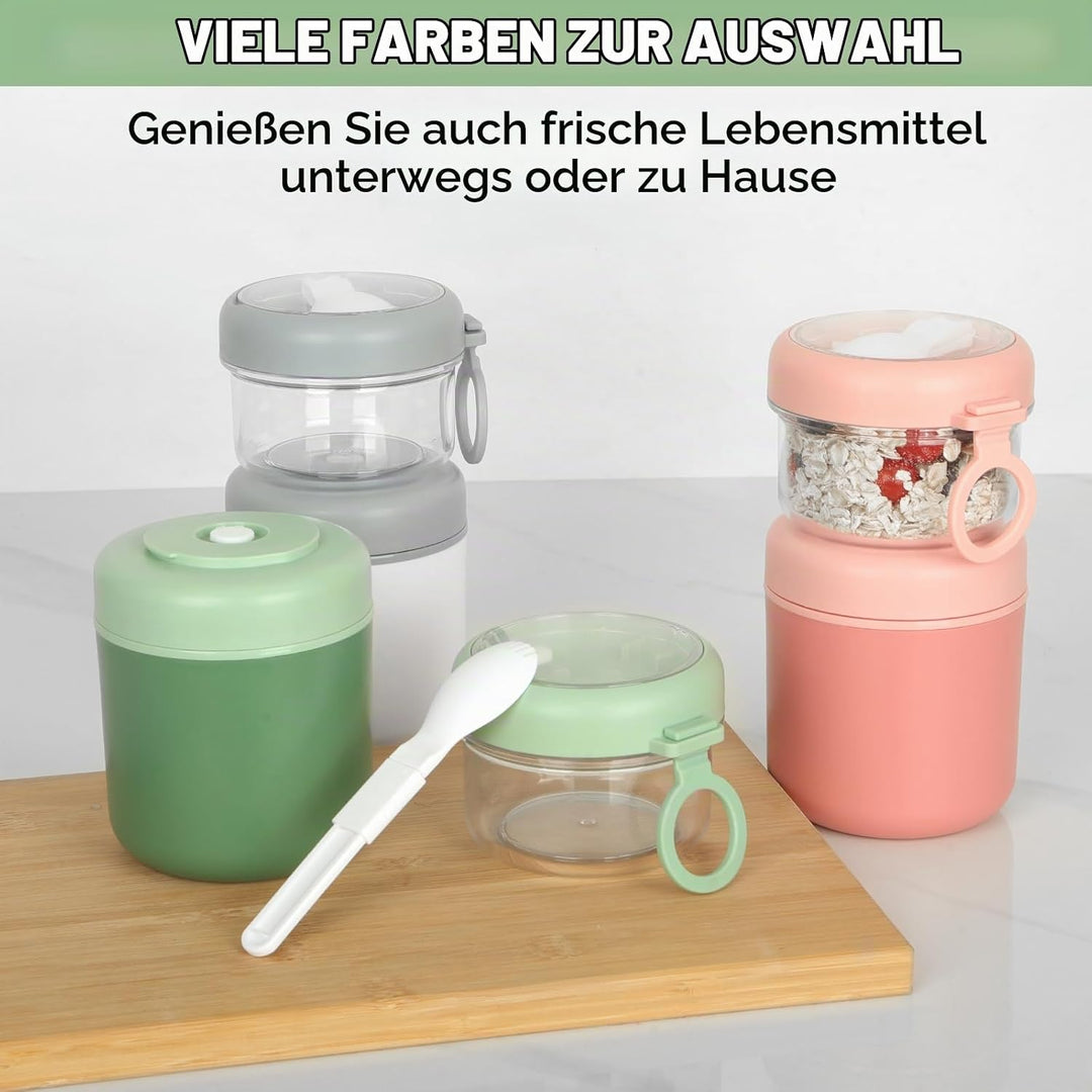 Grosser Edelstahl Müslibecher to Go, Joghurtbecher 530ml+330ml Tragbarer Auslaufsicherer Müslibecher