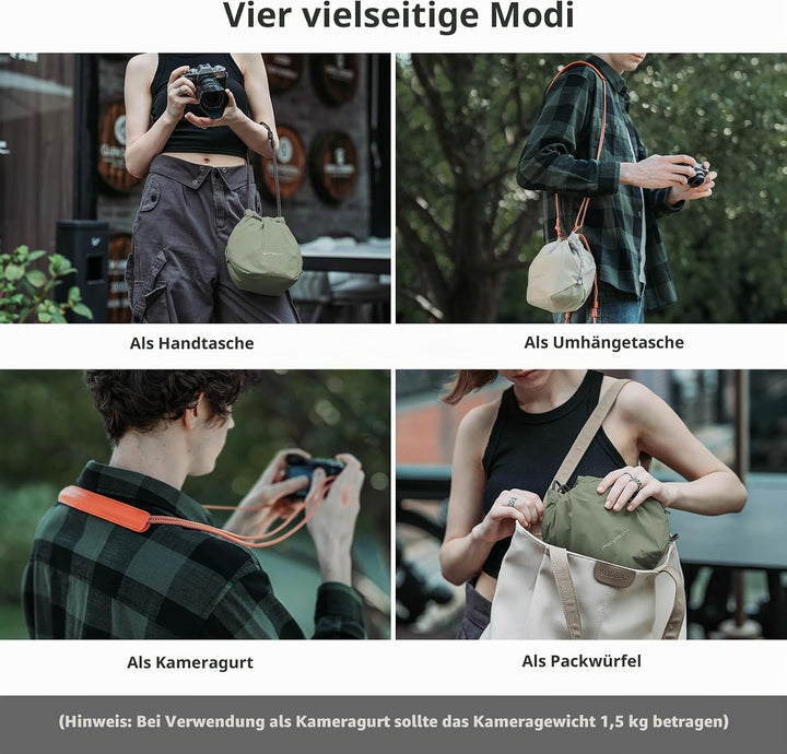 PGYTECH OneGo Kameratasche Beutel mit Kordelzug, Strassenfotografie Stylische Weiche Handetasche Sch