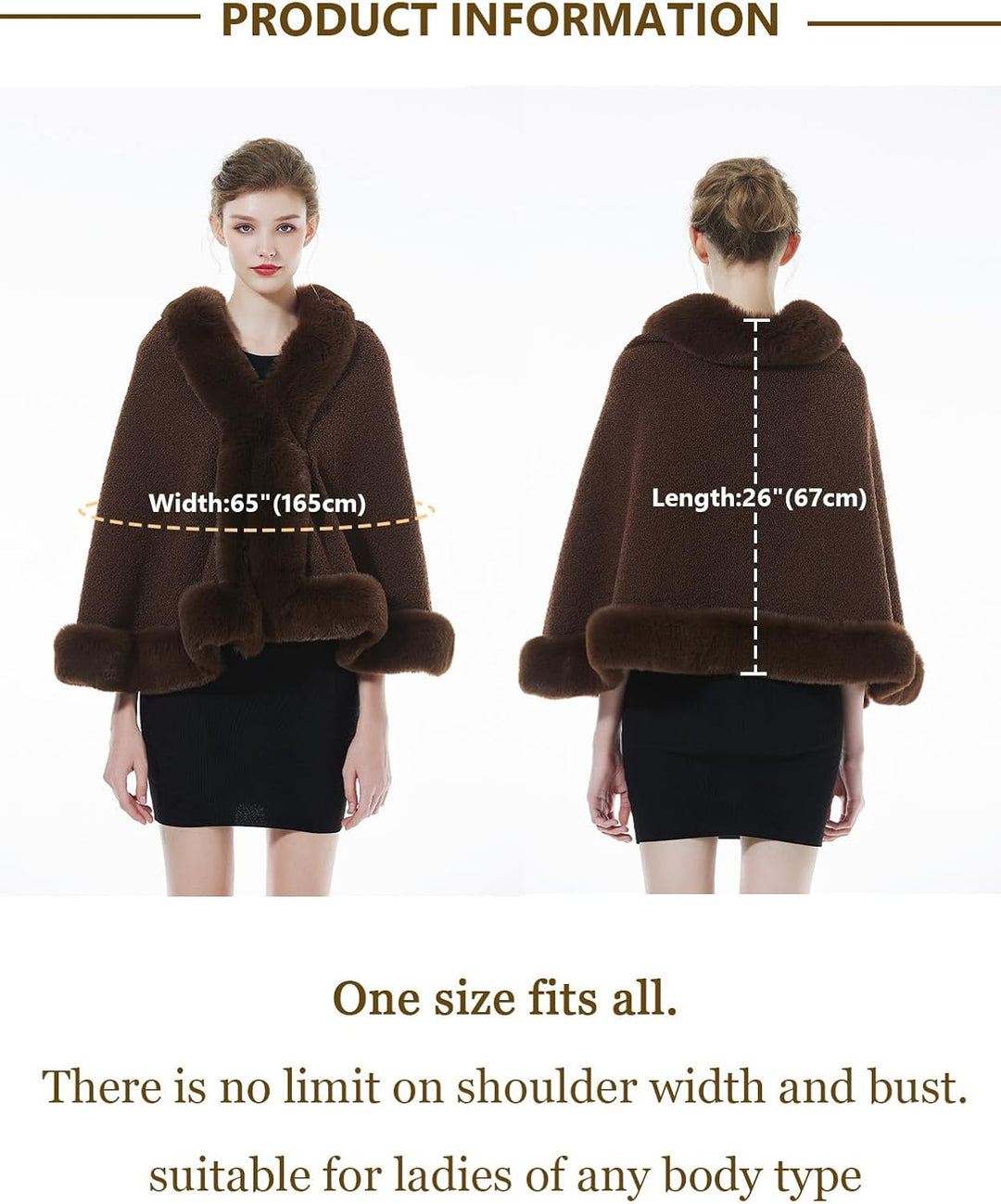 BEAUTELICATE Damen Kunstpelz Stola Brautjacke Bolero Winter Brautschal Mantel für Hochzeit Festlich