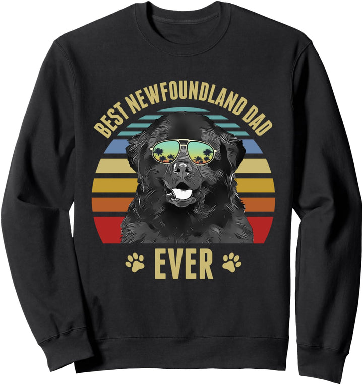 Neufundland Best Dog Dad Ever Retro Sonnenuntergang Strand Vibe Sweatshirt