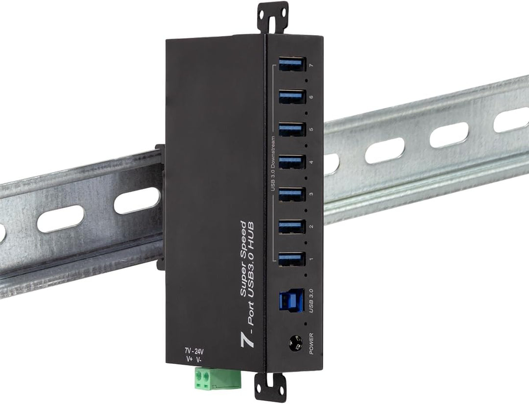 LogiLink 7-Port Hub (USB 3.0) inkl. Netzteil, Industrieausführung, 5 Gbit/s, 10 W, mit Überstrom, Üb