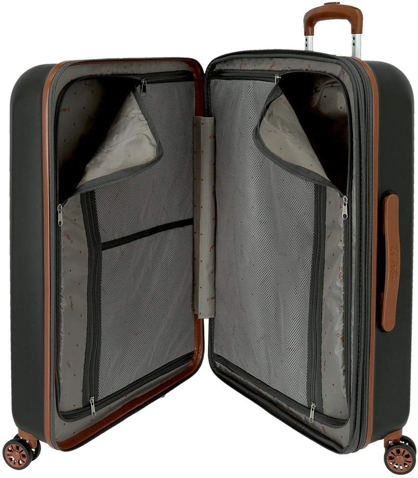 El Potro Ocuri Grosser Koffer Grau 49x70x28 cms Hartschalen ABS TSA-Schloss 81L 4Kgs 4 Doppelräder E