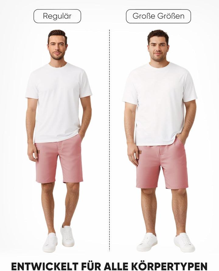 JMIERR Kurze Hosen Herren Shorts Herren Sommer Chino Baumwolle Elastische Taille mit Taschen S Rosa,