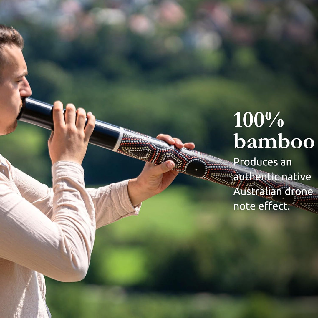 Sonic Energy Klassisches Bambus Didgeridoo – Leichtgewichtig – Bambusholz, schwarz gepunktet (DD1BK)