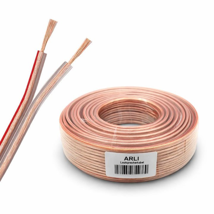 Lautsprecherkabel 100m 2x2,5 mm² Lautsprecher Kabel transparent Boxenkabel Polaritätskennzeichnung 1