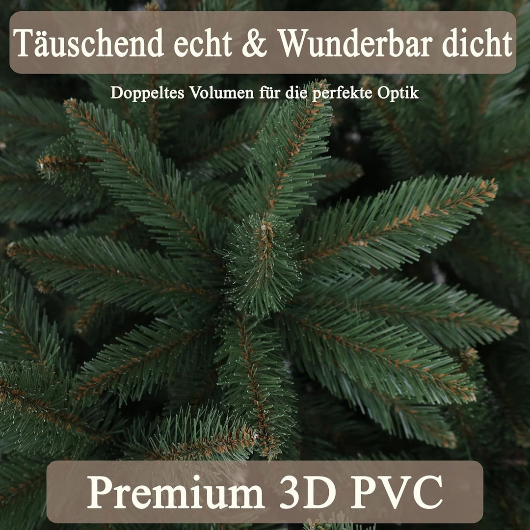Hochwertiger künstlicher Weihnachtsbaum 180cm mit Holzfuss - Premium Weihnachtsbaum künstlich mit di