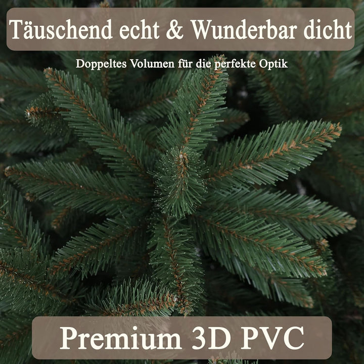 Hochwertiger künstlicher Weihnachtsbaum 180cm mit Holzfuss - Premium Weihnachtsbaum künstlich mit di