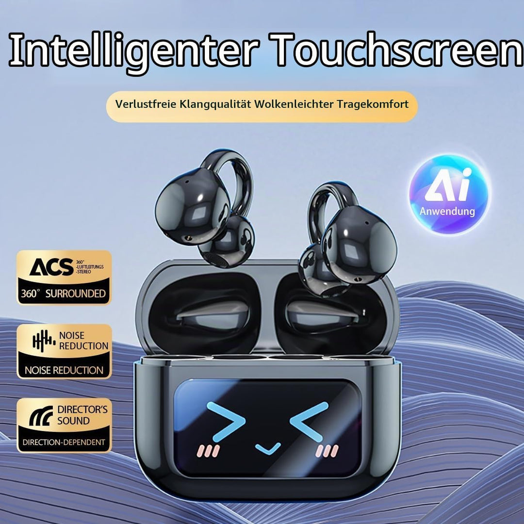 Bluetooth kopfhörer mit ohrclip, Bluetooth 5.4-Sportkopfhörer, Open Ear übersetzungskopfhörer,IPX5 w