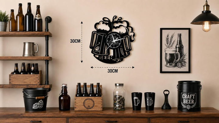 Instant Karma Clocks Vinyl Wanduhr, Handgefertigt, Beer Bier, Barman Cocktail Bar