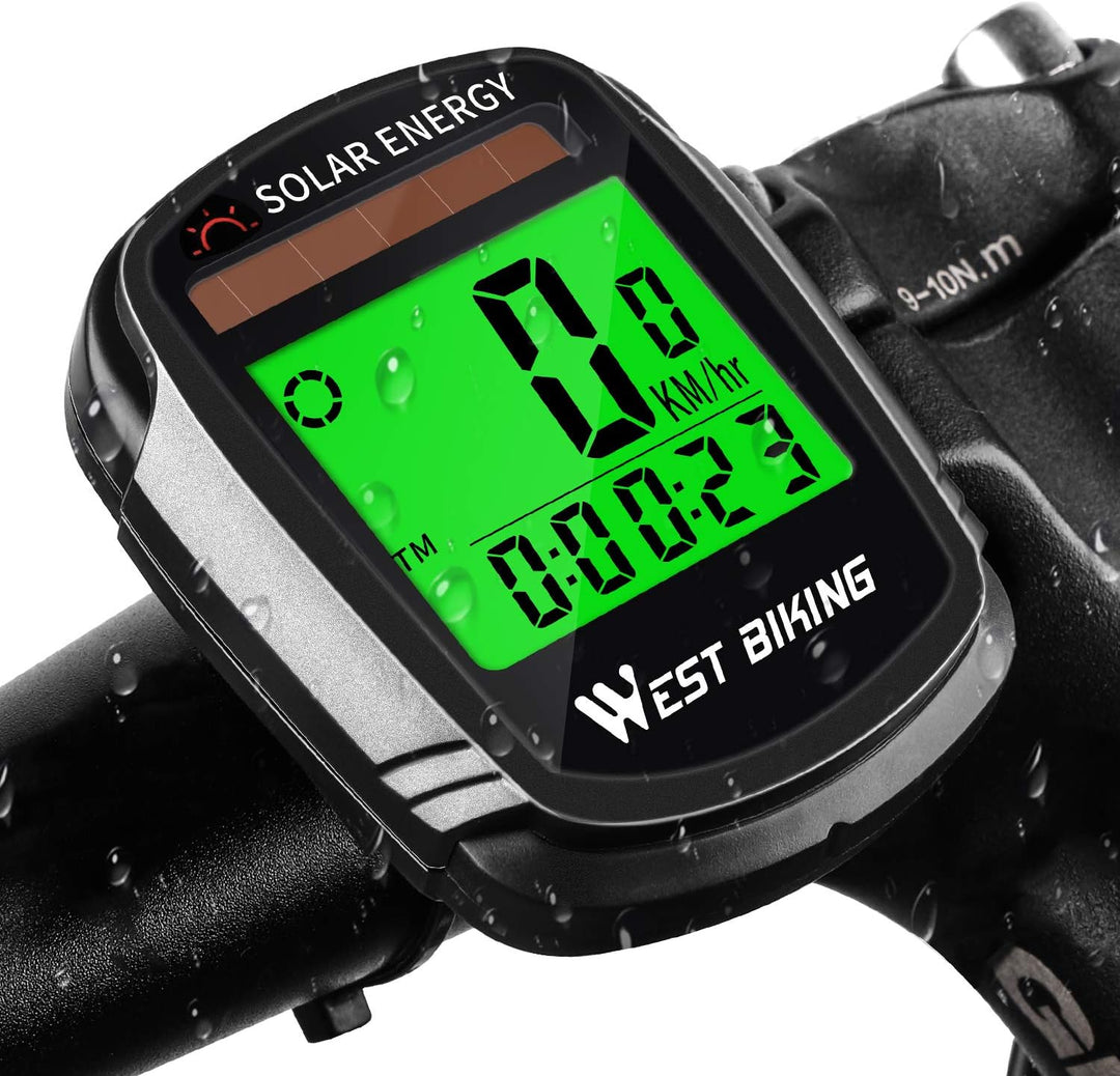 ICOCOPRO Fahrradcomputer mit Sonnenenergie, Fahrradtacho und Kilometerzähler, Drahtloser, Wasserdich