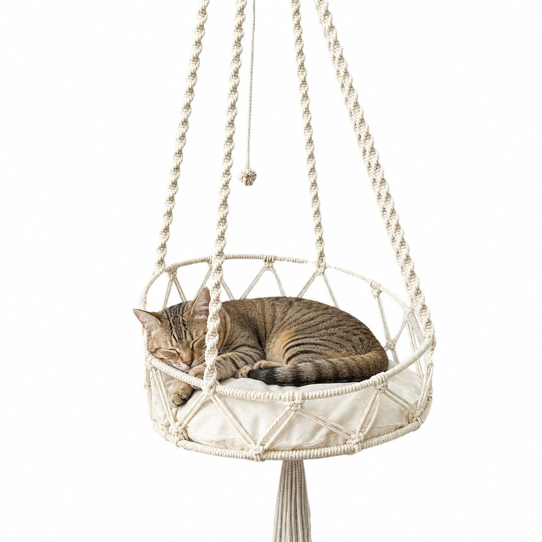 Katzenschaukel, 40cm Katzenschaukel-Hängematte, Boho Makramee Katzenschaukel Hängematte, Katzenschla
