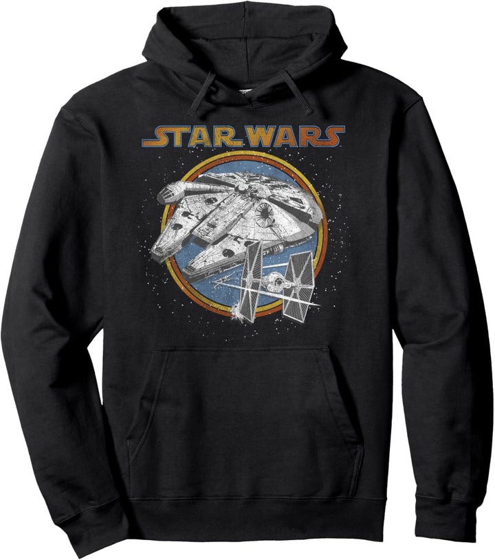 Star Wars Millennium Falcon & TIE Fighter In The Stars Logo Pullover Hoodie