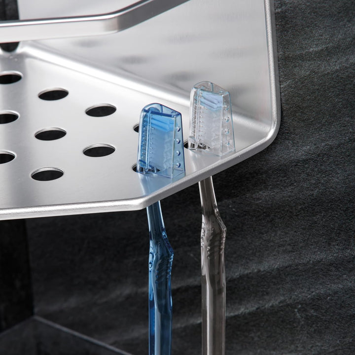 TATAY 2er Pack Duschablage Ohne Bohren Eckig Aluminium | Mit Schrauben und Quick Fix Befestigungssys
