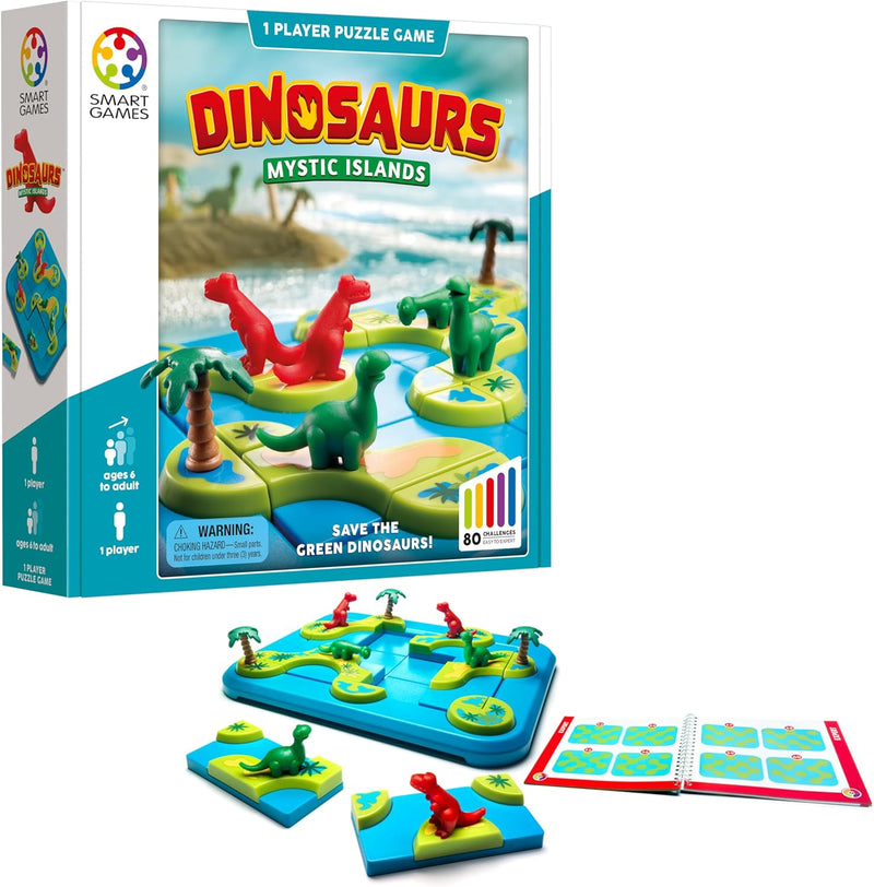 smart games - Dinosaurs Mystic Islands, Puzzle Game with 80 Challenges, 6+ Years, 24 x 24 x 6 cm (Lx
