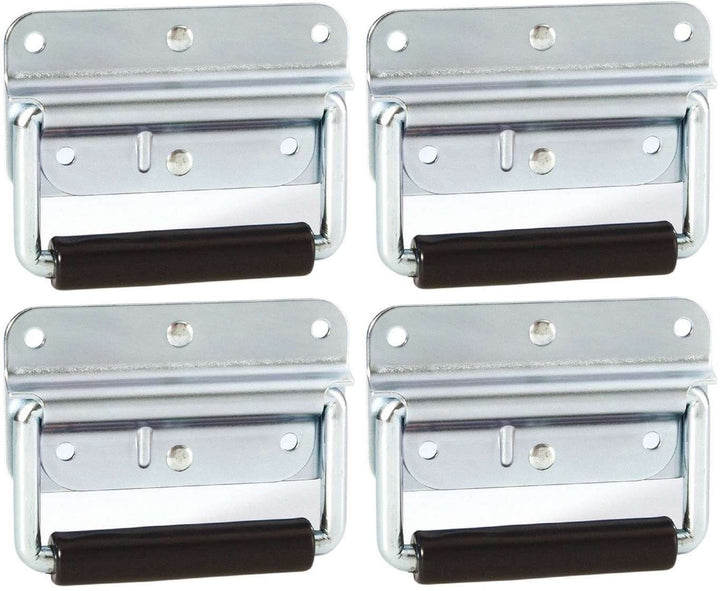 Adam Hall Hardware 3412 M4 AH - 4er Set Klappgriff/Kistengriff gefedert silber 4-Loch