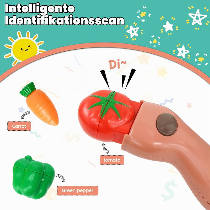 Kinder Kasse Spielzeug Supermarkt Registrierkasse mit Scanner, Sound, Essen, Kreditkarten-Geschenk,