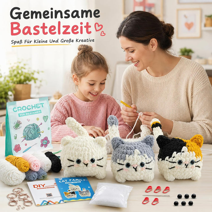 Nurila Häkelset für Anfänger Tiere, Crochet Set mit Video-Tutorial