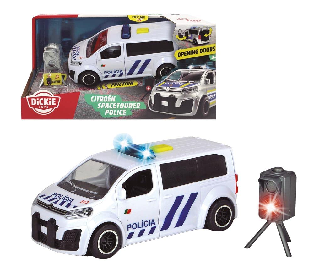 Dickie Toys 203713015SI1 Citroën Polizei Portugal PSP Vans, 15 cm, inkl. Radar, Licht und Sound