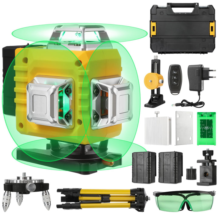 Kreuzlinienlaser Grün 16 Linien 4×360° – Selbstnivellierende Laser Wasserwaage, Horizontal & Vertika
