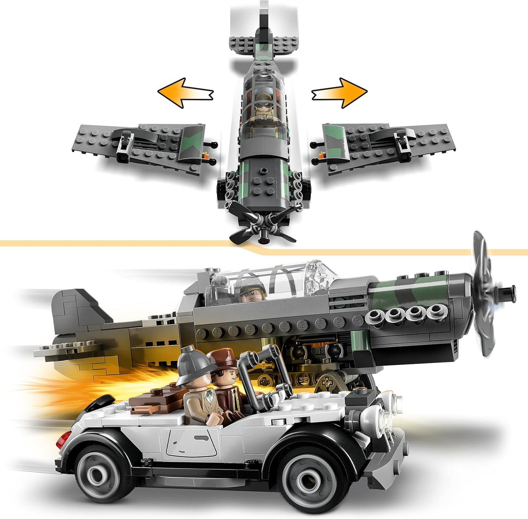 LEGO 77012 Indiana Jones Flucht vor dem Jagdflugzeug Action-Set mit baubarem Flugzeug-Modell und Old