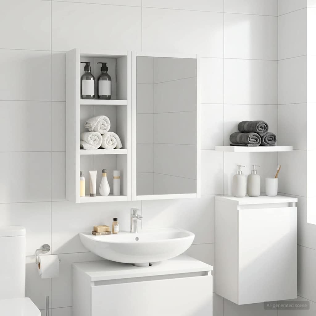vidaXL Badezimmer-Wandschrank Weiss 20 x 10 x 50 cm Holzwerkstoff, Moderner Badschrank, rechteckiges
