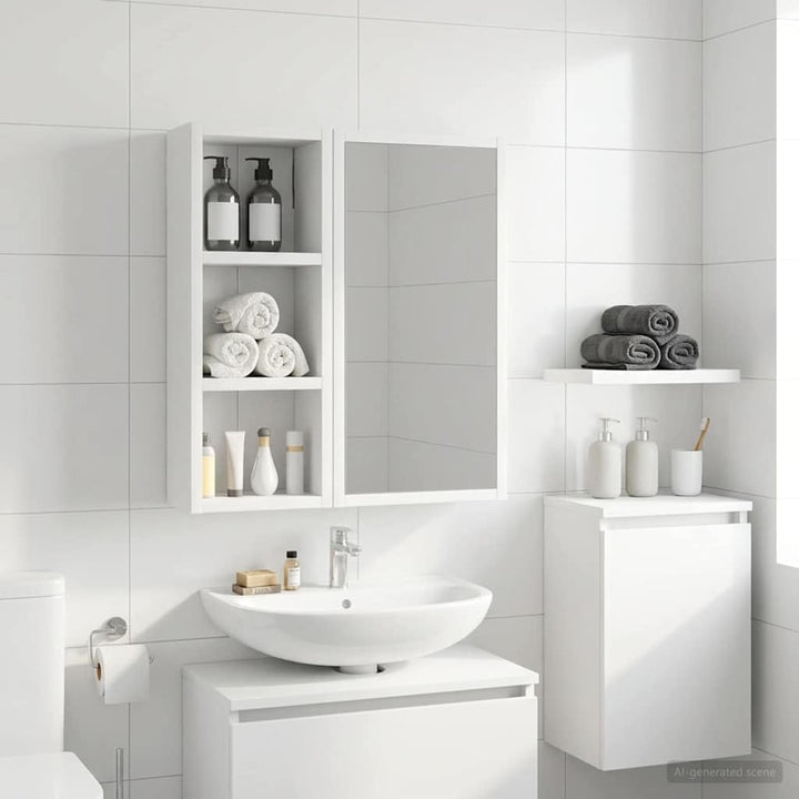 vidaXL Badezimmer-Wandschrank Weiss 20 x 10 x 50 cm Holzwerkstoff, Moderner Badschrank, rechteckiges