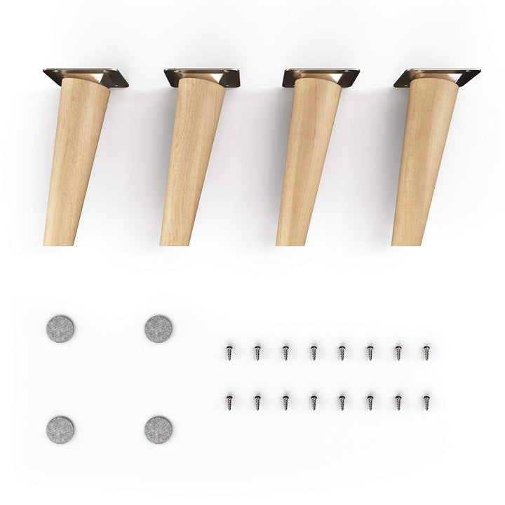 Sossai Möbelfüsse aus Massivholz Buche mit Öl-Finish, Clif Round HMF2, 15 cm hoch, rund, schräge Aus