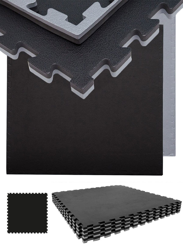 EYEPOWER Profi Fitnessmatte Dicke 2cm versch. Sets - 90x90 Trainingsmatte mit Rand- Bodenschutzmatte