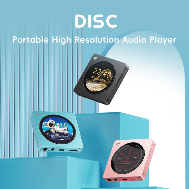 FIIO DISC Tragbarer HiFi-Musik-Player, Dual-DAC-Digital-Audio-Player mit 3,5-mm- und 4,4-mm-Ausgänge