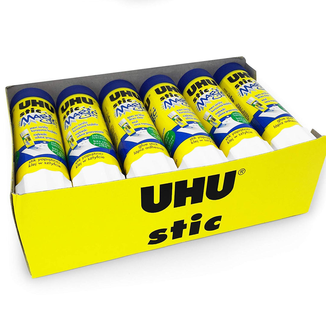 UHU Stic Magic Klebestift, 12 Stück, 40 g, lösungsmittelfrei, 3000694