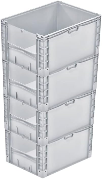 SparSet 4x Euro-Norm Grossbehälter Insight Cover | HxBxT 42x60x80cm | 168 Liter | Grau | Eurobehälte