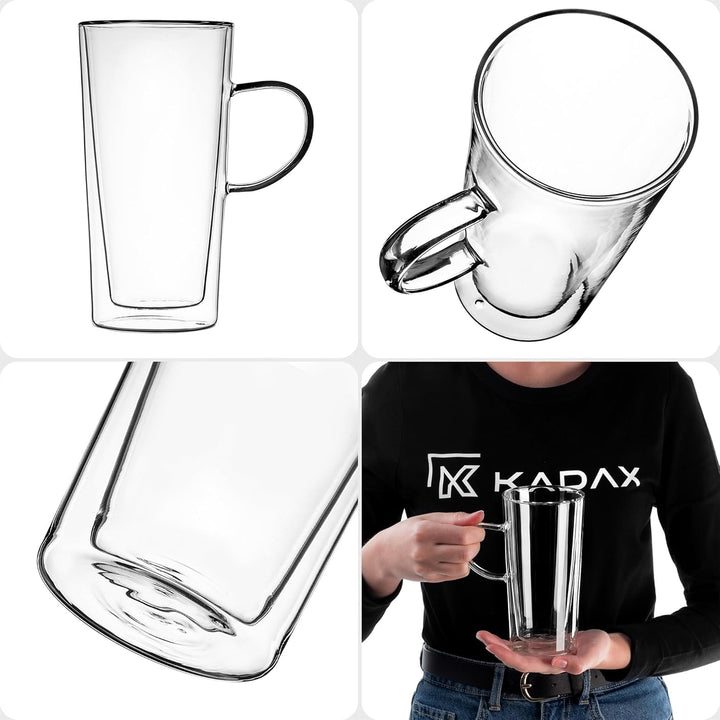 KADAX doppelwandige Gläser, Set, 380ml, Thermogläser aus Borosilikatglas, Trinkgläser für Tee, Kaffe