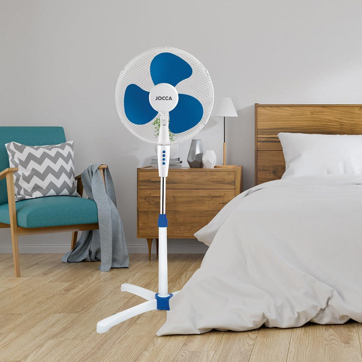 Jocca – Standventilator 40 W/ 3 Geschwindigkeiten/Höhe 45 cm/ 90° neigbarer und oszillierender Kopf/