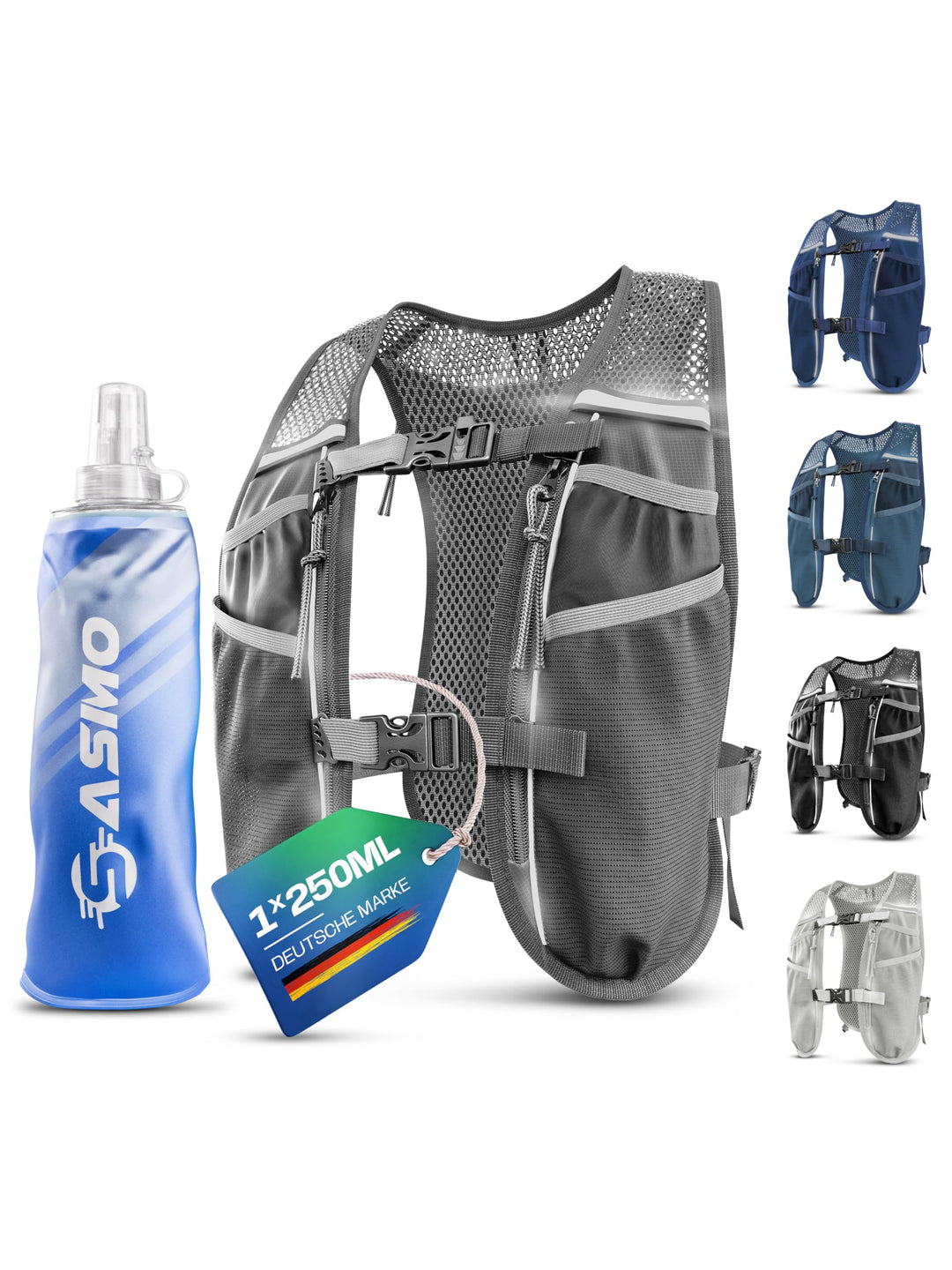 SASMO® Laufweste Damen & Herren 5L / 2L | Running Vest - Ultraleicht & atmungsaktiv| Laufrucksack Da