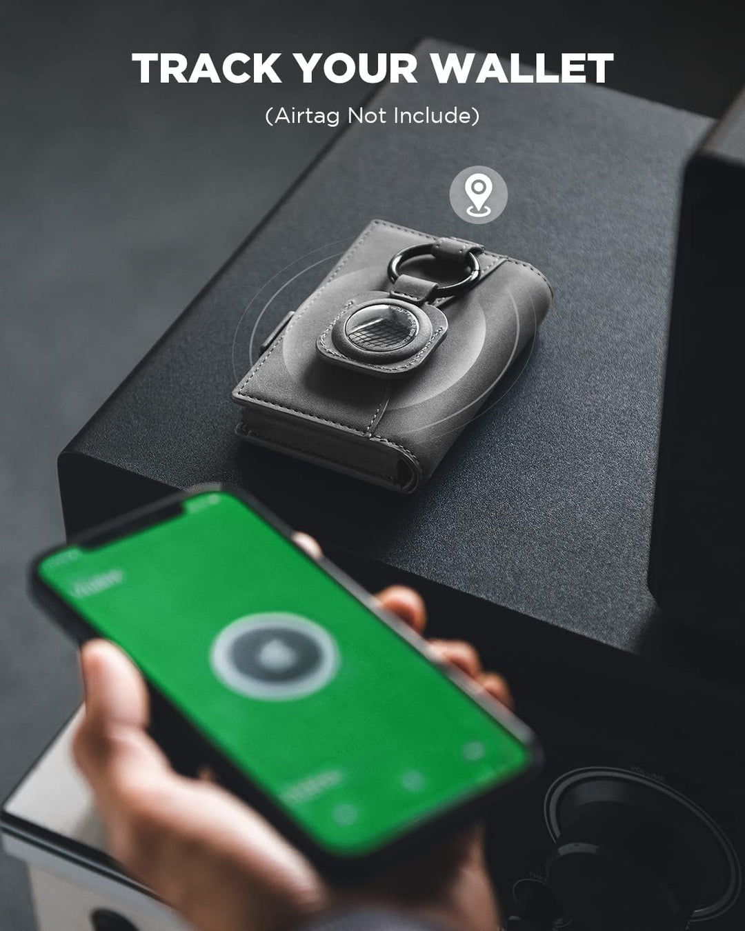 VULKIT Kreditkartenetui mit Airtag-Halter, RFID-blockierendes Kartenetui aus Metall, Magnetverschlus
