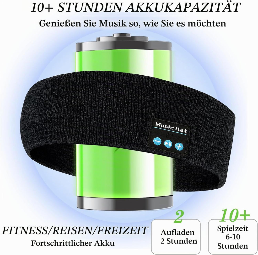 Bluetooth Kopfhörer Stirnband, Schlafkopfhörer Sport mit 6-10 Std Spielzeit, Atmungsaktives Schweiss