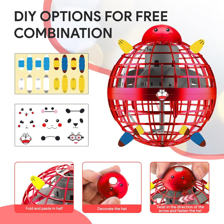 Airabc Fliegender Ball,Magic Flying Orb Ball,Hand Controlled Hover Ball Schwebender Ball mit LED Lic
