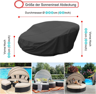 EKQSGLC Sonneninsel Abdeckung, 600D Sonneninsel Schutzhülle Wasserdicht, Sonneninsel Abdeckhaube mit