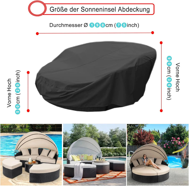 EKQSGLC Sonneninsel Abdeckung, 600D Sonneninsel Schutzhülle Wasserdicht, Sonneninsel Abdeckhaube mit