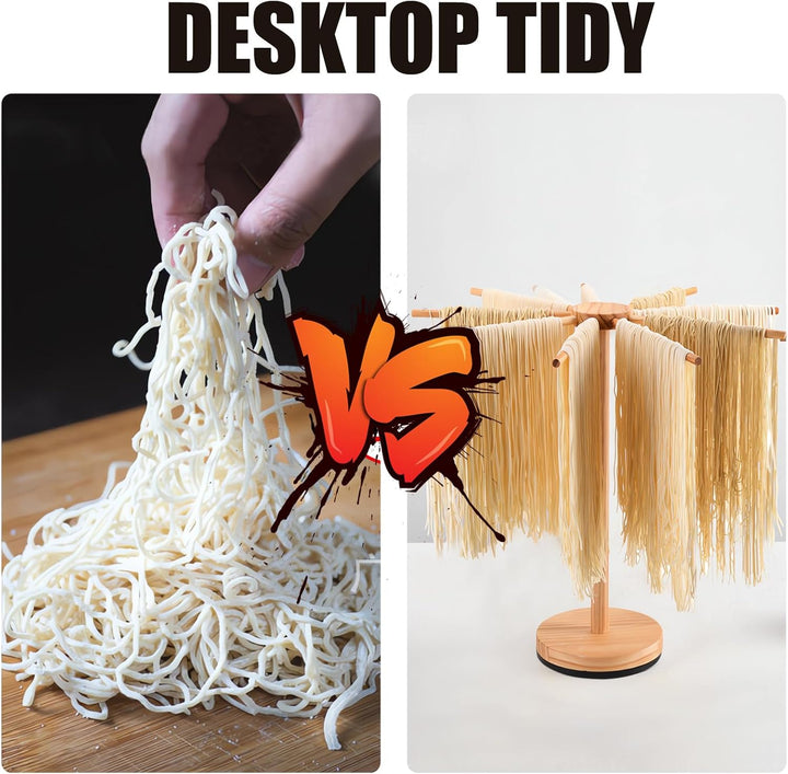 Aloskart Neue Nudeltrockner Drehbare, Nudelständer Holz für Trocknung Pasta, Nudeltrockner Klappbar,