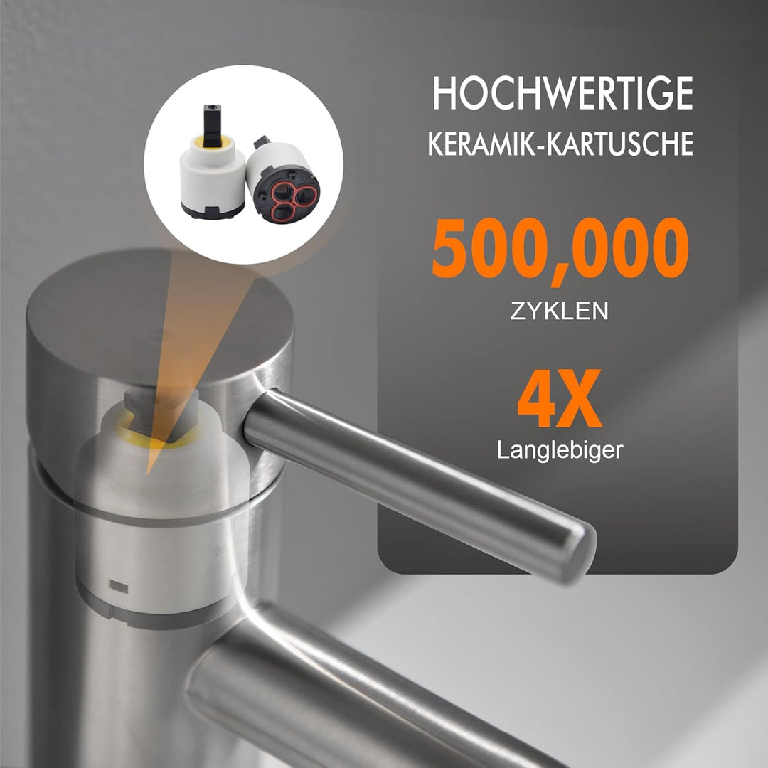 Ibergrif Wasserhahn Bad Mischbatterie, Waschtischarmatur Infache Montage, Armatur für Waschbecken, B