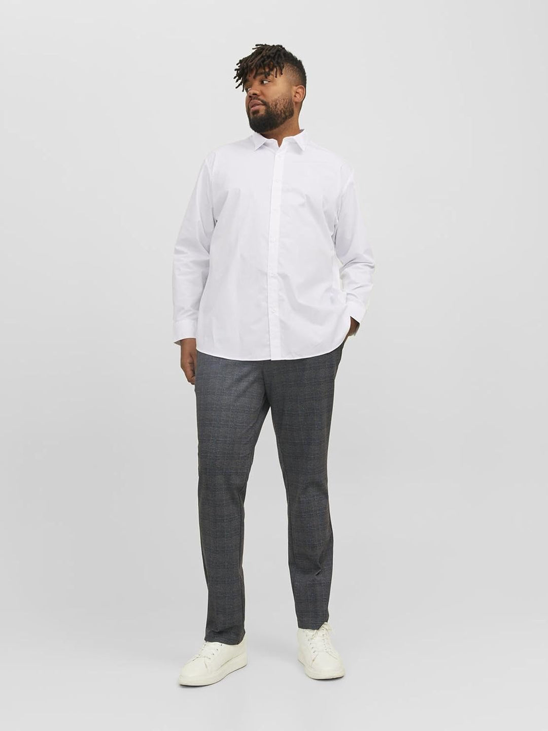 JACK&JONES PLUS Damen Jjjoe Shirt Ls Plain Pls Hemd 4XL Weiss, 4XL Weiss