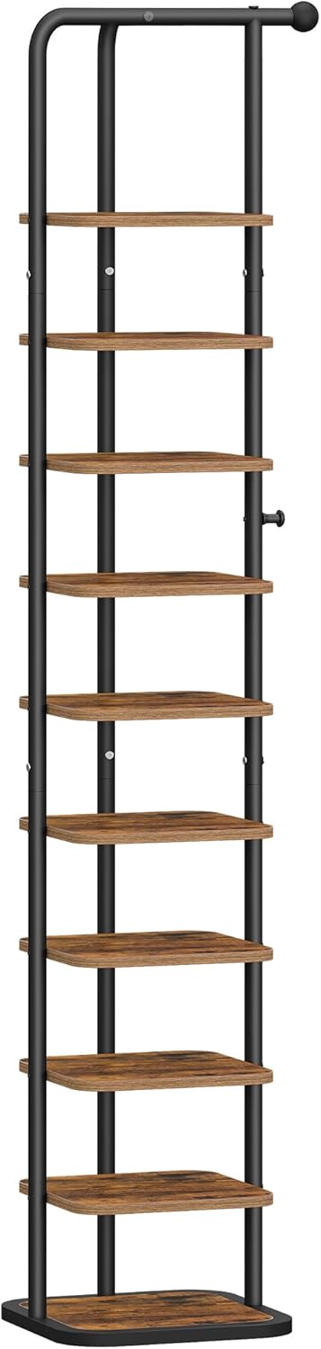 Schuhregal, 10-Stockige Schuhablage Schmal, Vertikales Schuhregal, Verstellbar Ablage, für Eingangsb