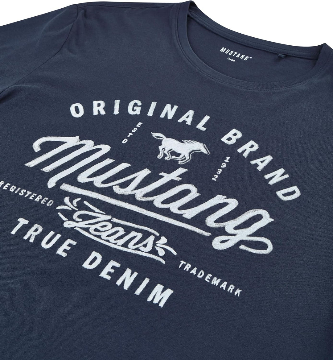 MUSTANG Herren T-Shirt 4er Pack Frontprint O-Neck Rundhalsausschnitt Kurzarm Regular Tee Shirt 100%