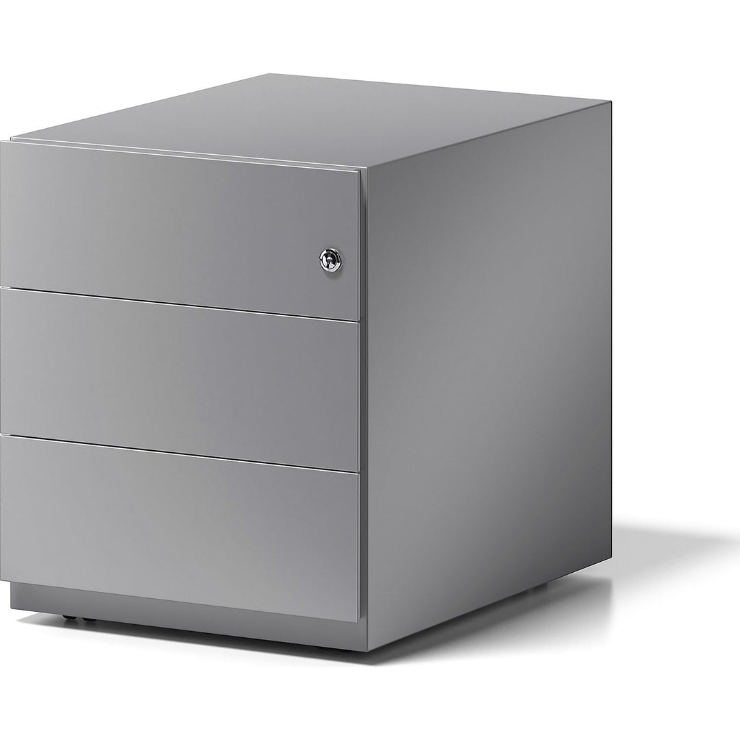BISLEY Rollcontainer Note mit Griffleiste, 3 Universalschubladen, Metall, 355 Silber, 56.5 x 42 x 49