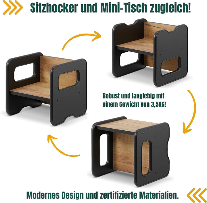 defiPad Sitzhocker für Kinder | Stylisch Wendehocker | Kindersessel ab 1 Jahr | Babystuhl Hocker Hol