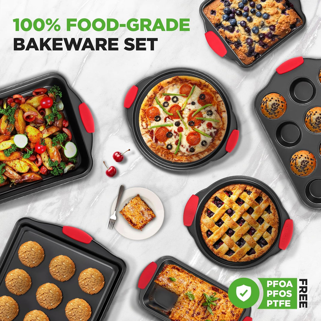 NutriChef NCSBS8S hitzeroten Silikongriffen, ofenfest, Eisen, schwarz 8 Piece Set Schwarz, 8 Piece S